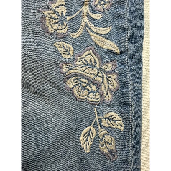 Express Jeans Light Blue Midrise Legging 18L With Floral Embroidery - Picture 5 of 12